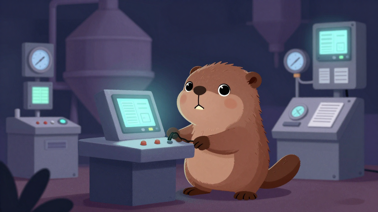 아스팔트믹싱플랜트조종사 직업 종사자가 업무를 수행하는 모습