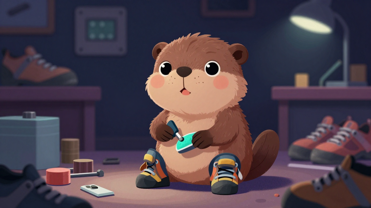 암벽화수선원 직업 종사자가 업무를 수행하는 모습