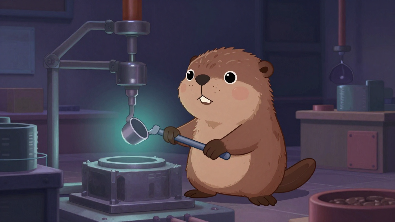 연속주조보조원 직업 종사자가 업무를 수행하는 모습