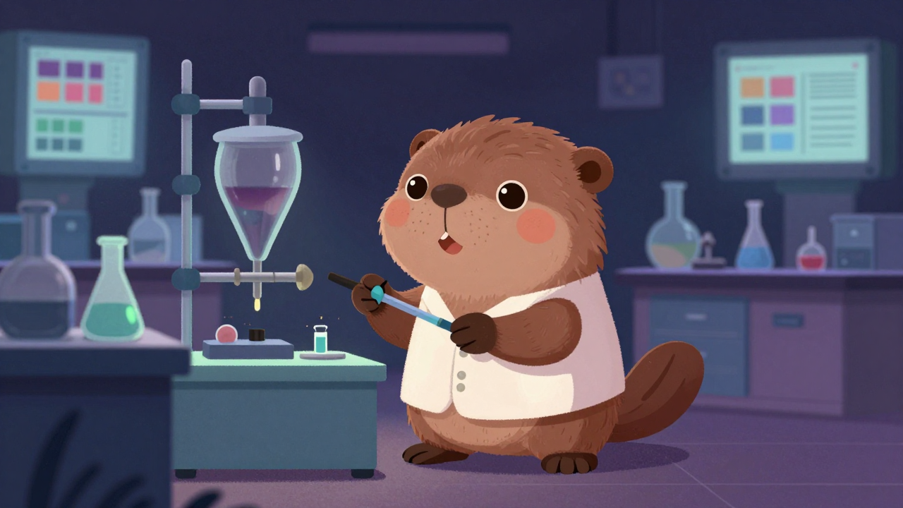 염료개발기술자 직업 종사자가 업무를 수행하는 모습