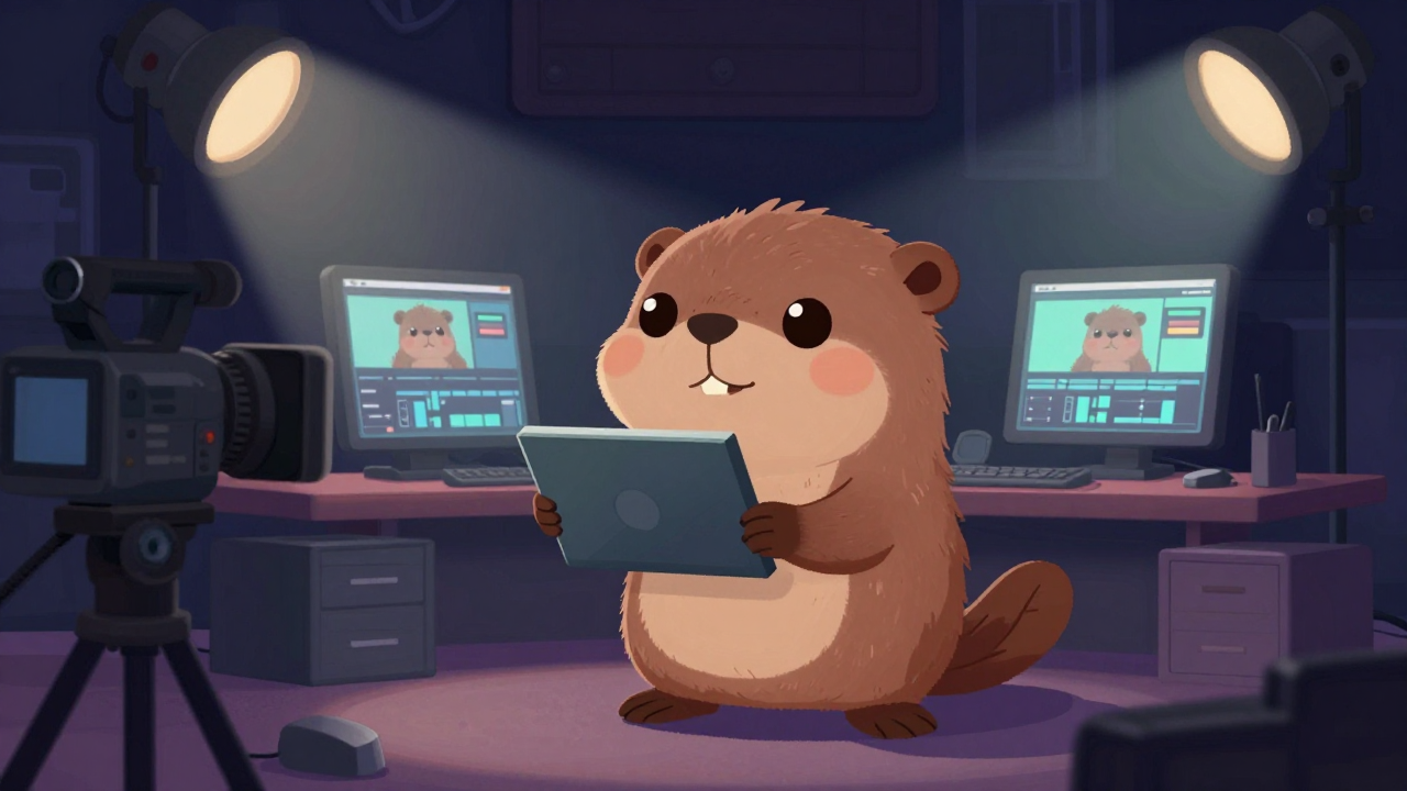 영상·녹화 및 편집기사 직업 종사자가 업무를 수행하는 모습