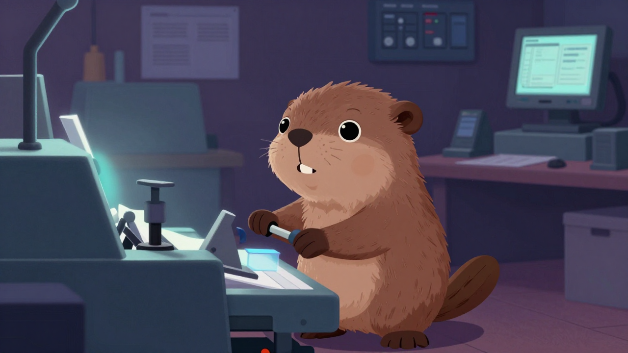 오프셋인쇄기조작원 직업 종사자가 업무를 수행하는 모습