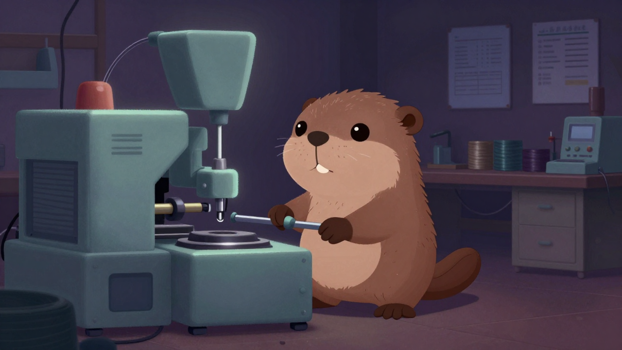 와이어포밍기조작원 직업 종사자가 업무를 수행하는 모습