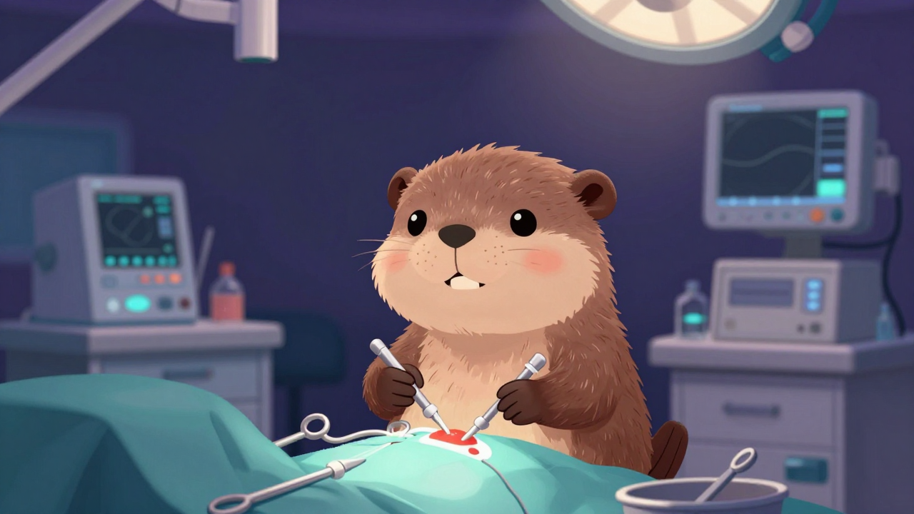 외과의사 직업 종사자가 업무를 수행하는 모습