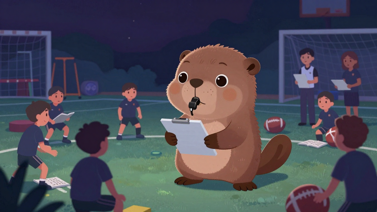 운동감독 직업 종사자가 업무를 수행하는 모습