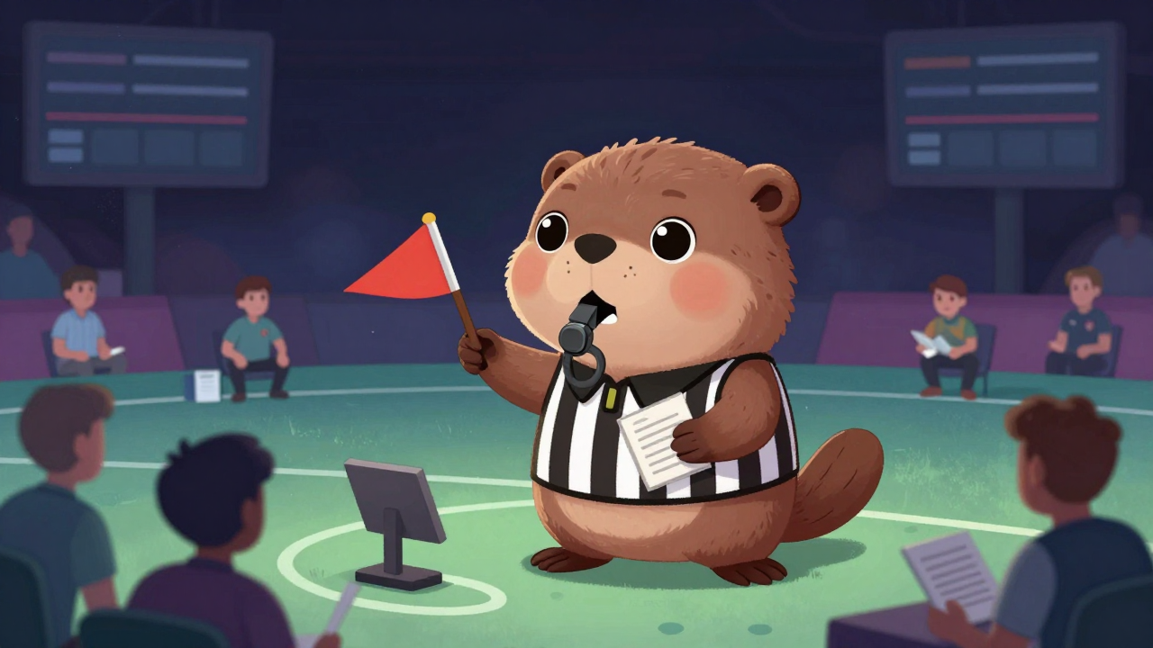 운동경기심판 직업 종사자가 업무를 수행하는 모습