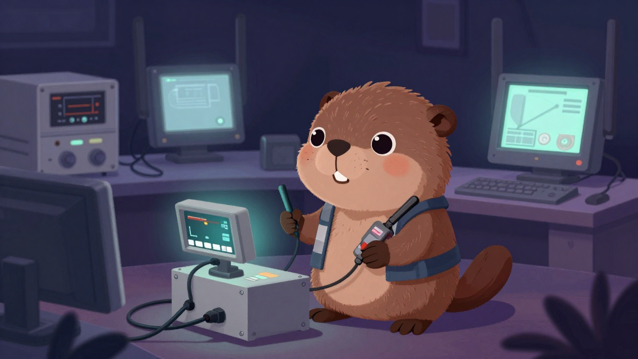 유도무선원 직업 종사자가 업무를 수행하는 모습