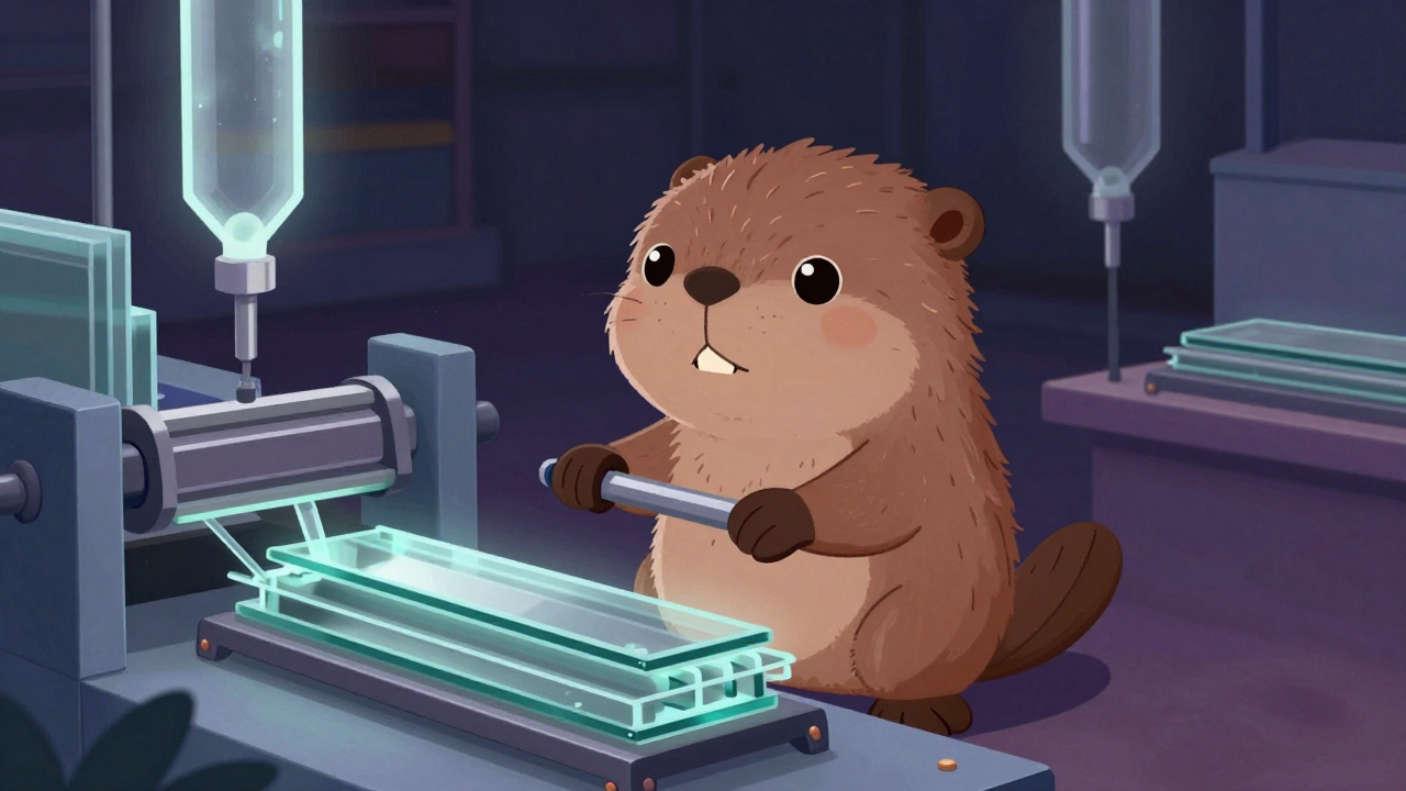 유리스페이서성형원 직업 종사자가 업무를 수행하는 모습