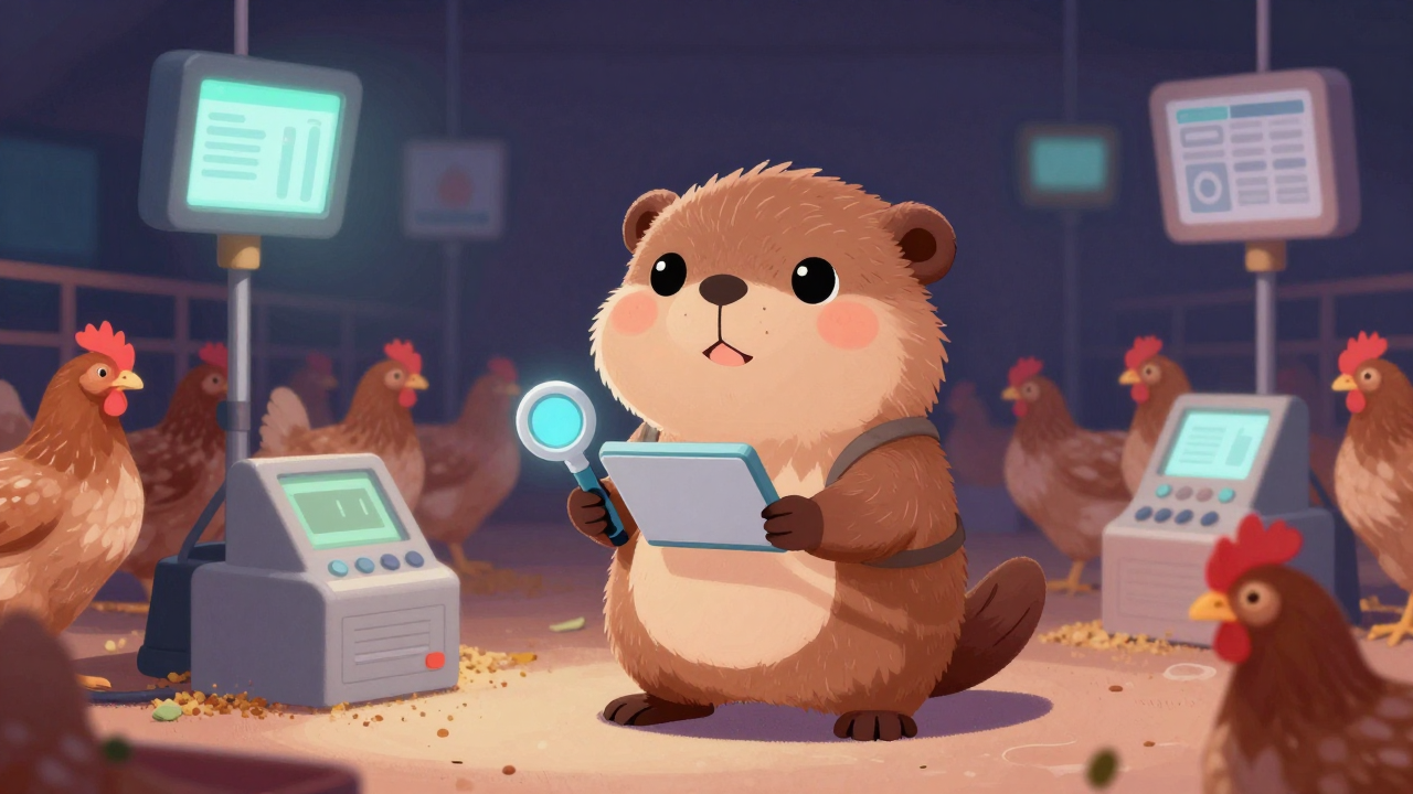 육계사육사 직업 종사자가 업무를 수행하는 모습