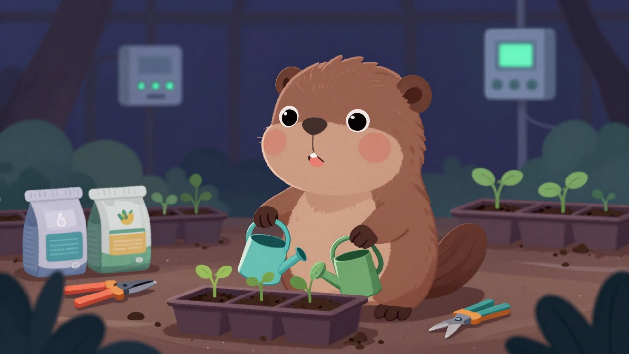 육묘 및 화훼작물재배자 직업 종사자가 업무를 수행하는 모습