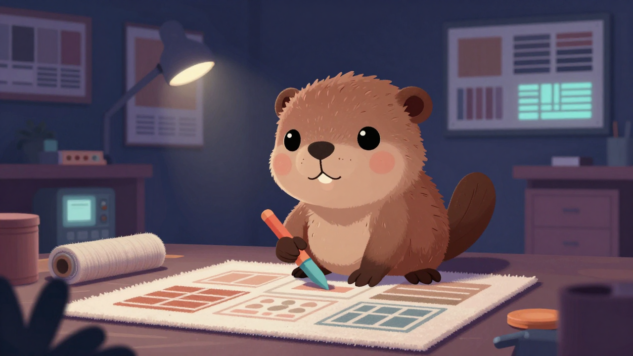 융단디자이너 직업 종사자가 업무를 수행하는 모습