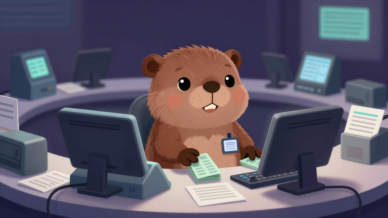 은행출납사무원 직업 종사자가 업무를 수행하는 모습