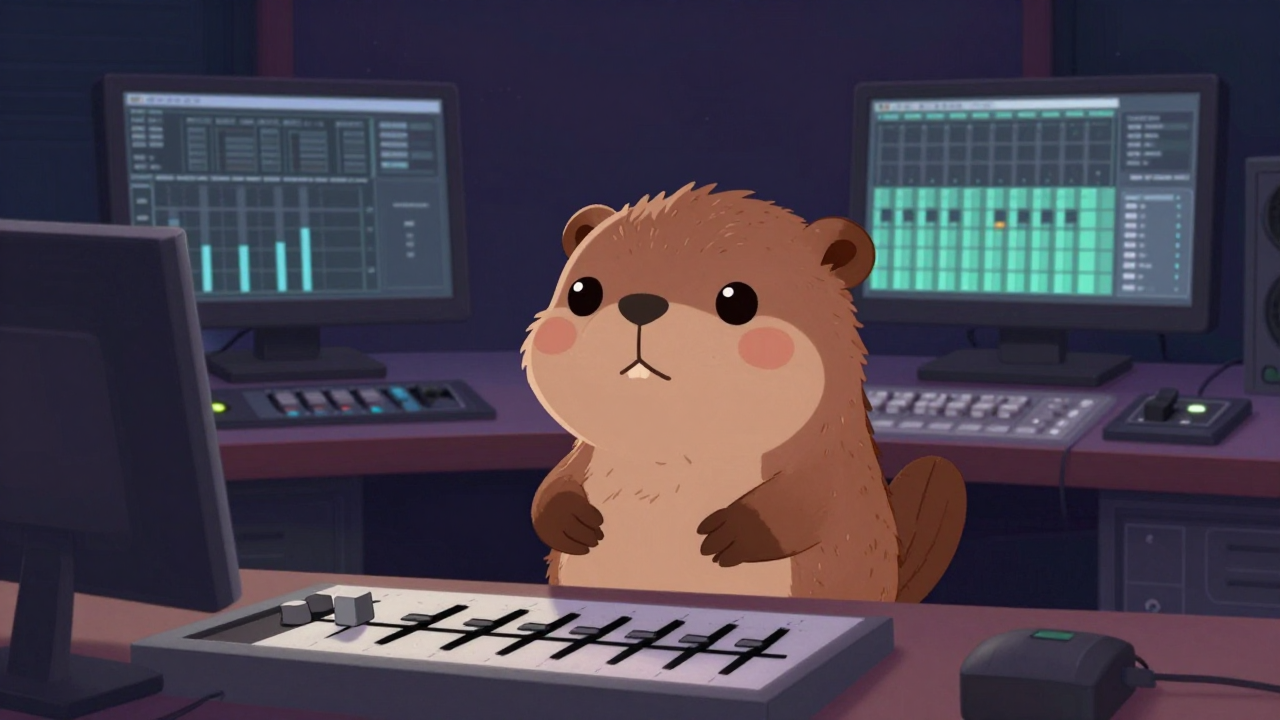 음반마스터링기사 직업 종사자가 업무를 수행하는 모습