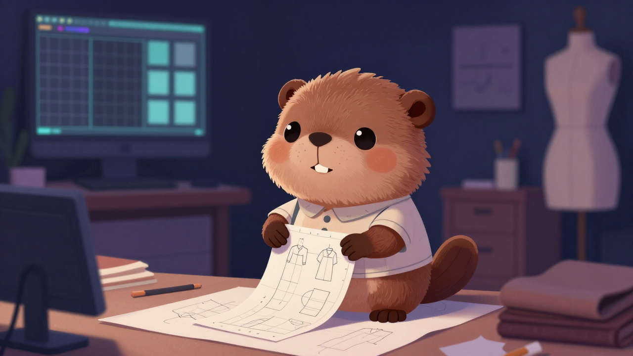 의복패턴사 직업 종사자가 업무를 수행하는 모습