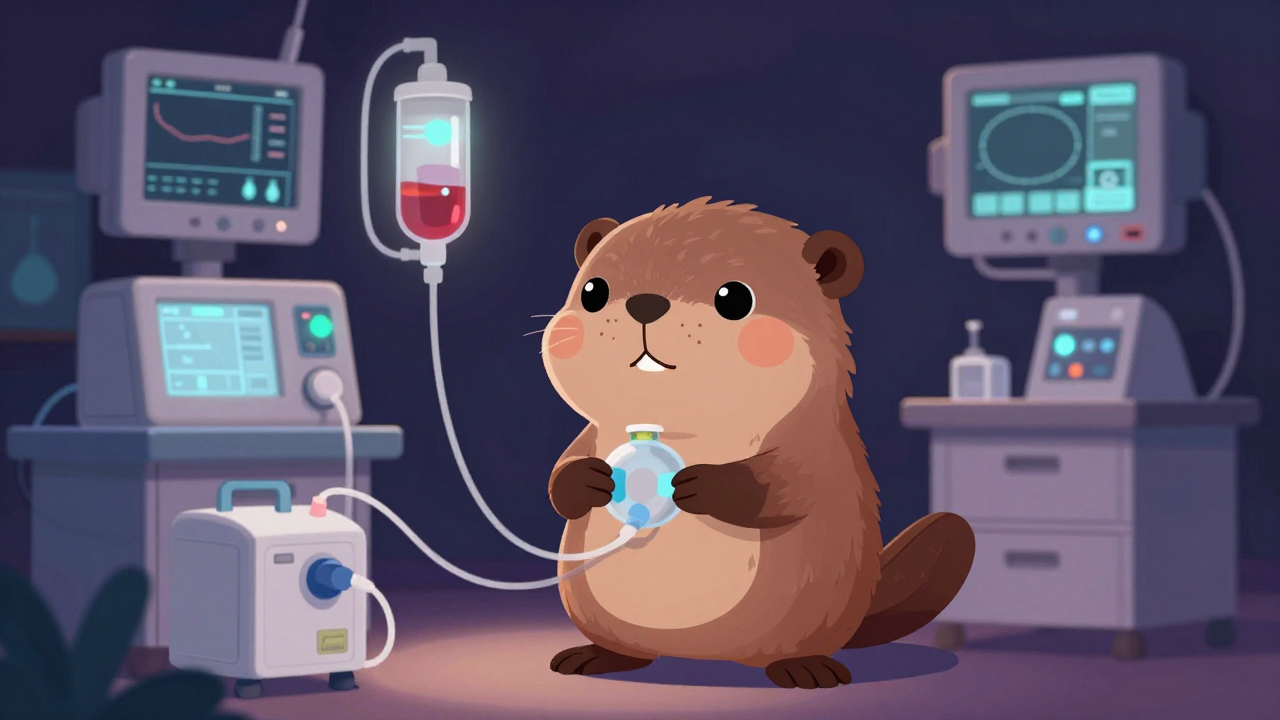 인공심폐기기사 직업 종사자가 업무를 수행하는 모습