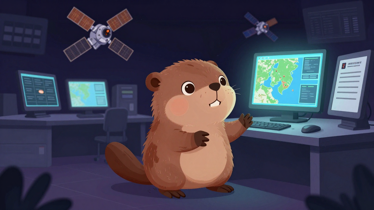 인공위성분석원 직업 종사자가 업무를 수행하는 모습