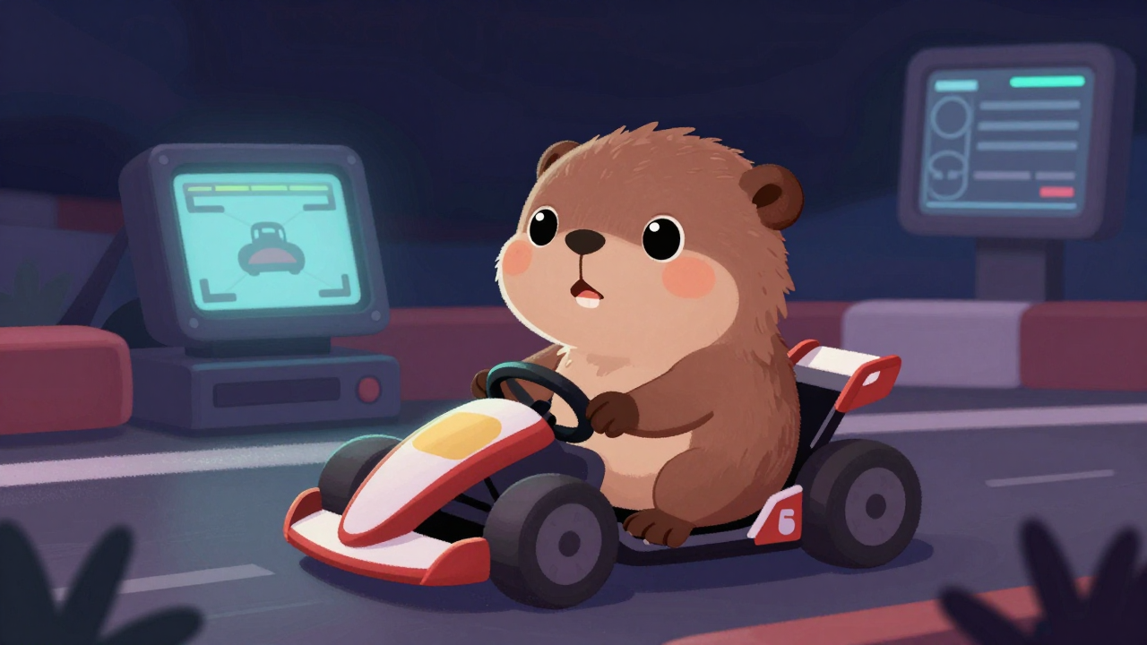 자동차경주선수 직업 종사자가 업무를 수행하는 모습