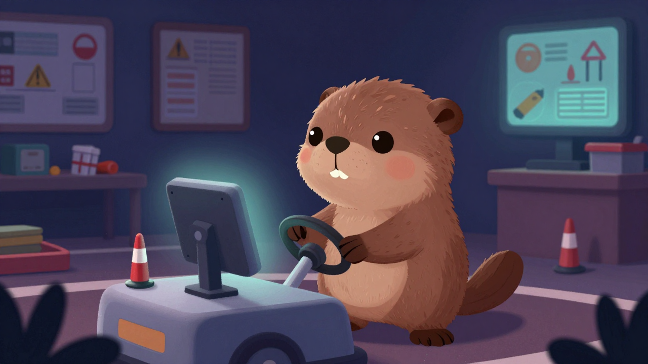 자동차운전학원강사 직업 종사자가 업무를 수행하는 모습