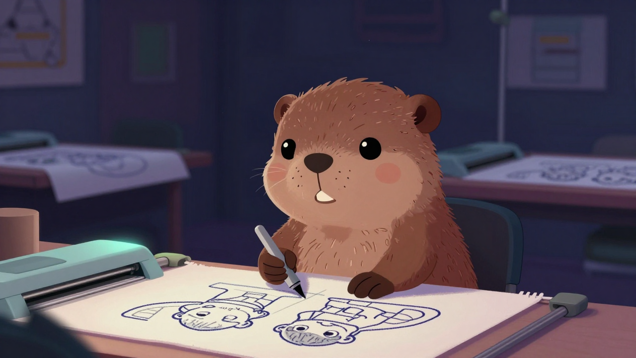 자수밑그림복사원 직업 종사자가 업무를 수행하는 모습