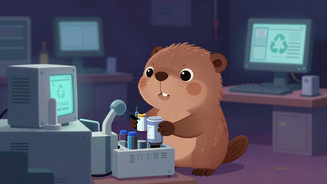 재제조잉크카트리지선별원 직업 종사자가 업무를 수행하는 모습