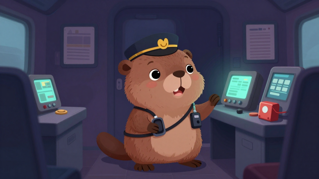 전동차차장 직업 종사자가 업무를 수행하는 모습