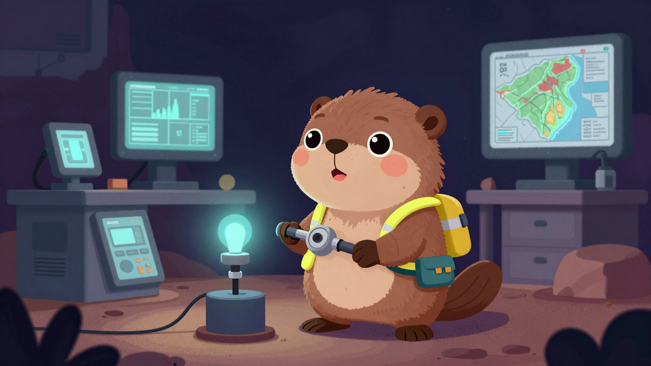 지하자원탐사기술자 직업 종사자가 업무를 수행하는 모습