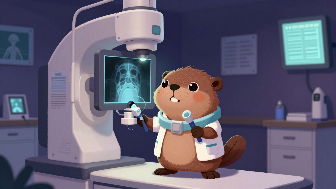 진단방사선사 직업 종사자가 업무를 수행하는 모습