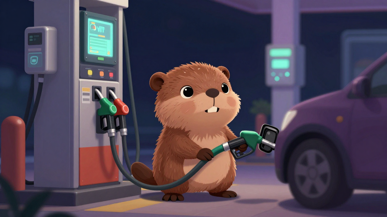 차량주유원 직업 종사자가 업무를 수행하는 모습