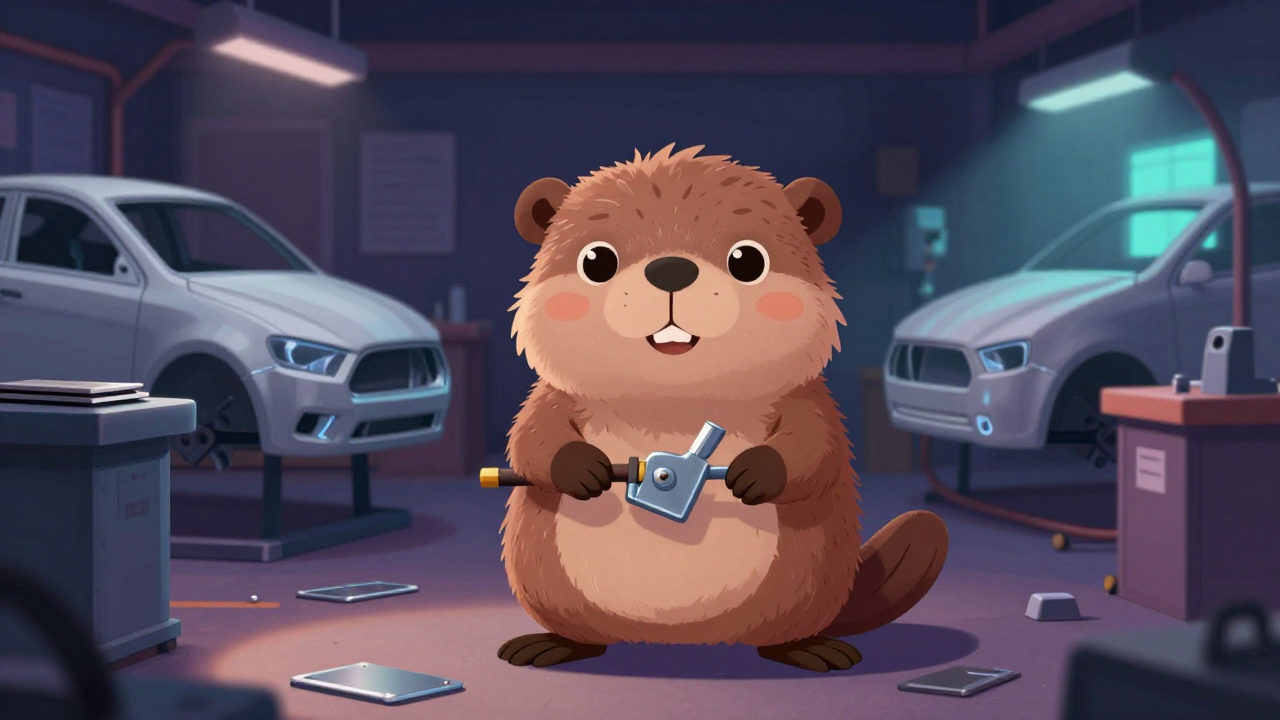 차체판금원 직업 종사자가 업무를 수행하는 모습