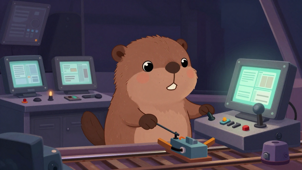 철도장비운전원 직업 종사자가 업무를 수행하는 모습