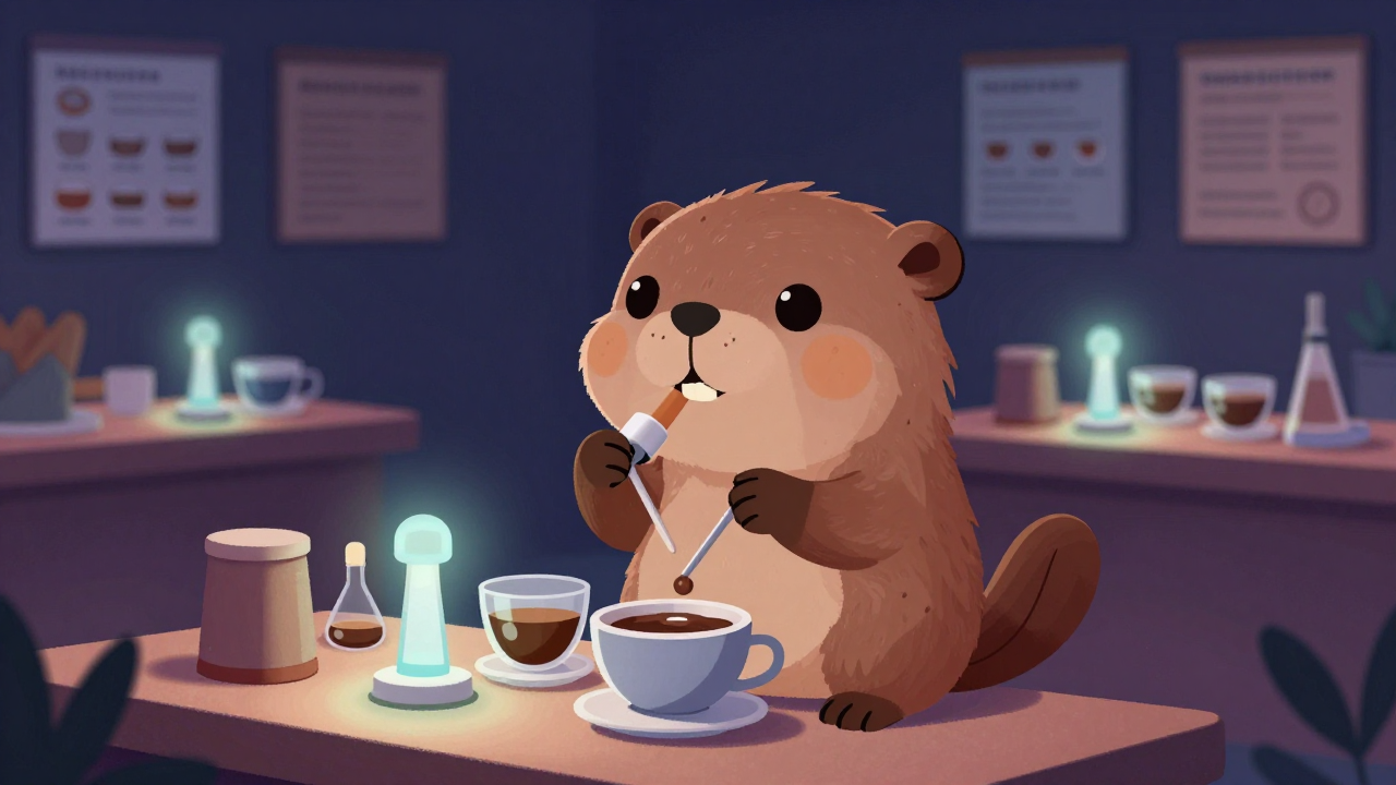 커피향미감정평가사 직업 종사자가 업무를 수행하는 모습