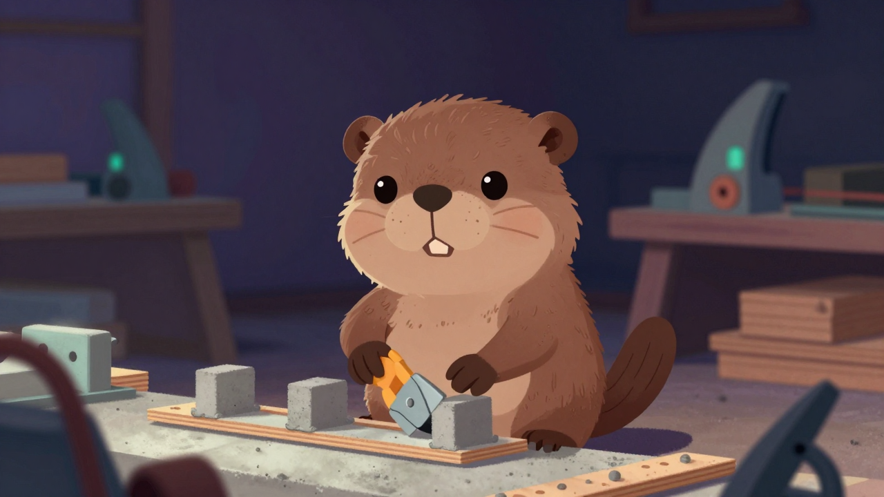 콘크리트거푸집제작원 직업 종사자가 업무를 수행하는 모습