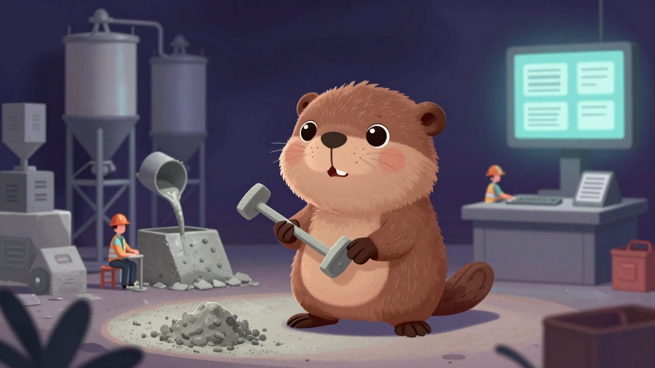 콘크리트반장 직업 종사자가 업무를 수행하는 모습