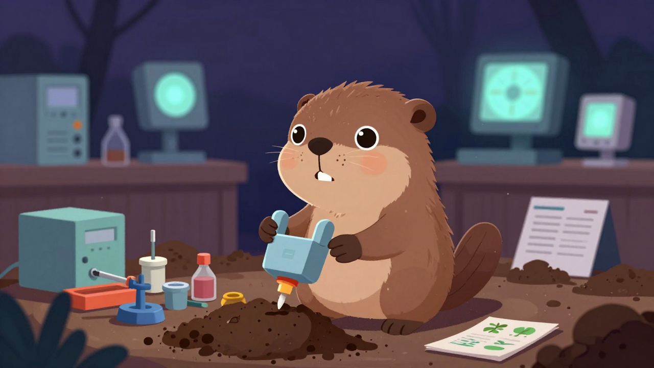 토양환경기술자 직업 종사자가 업무를 수행하는 모습