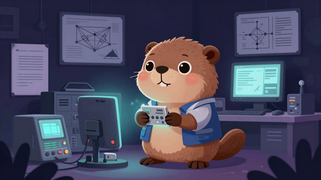 통신엔지니어 직업 종사자가 업무를 수행하는 모습