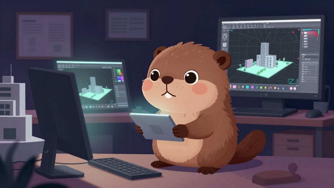 투시조감도제작원 직업 종사자가 업무를 수행하는 모습