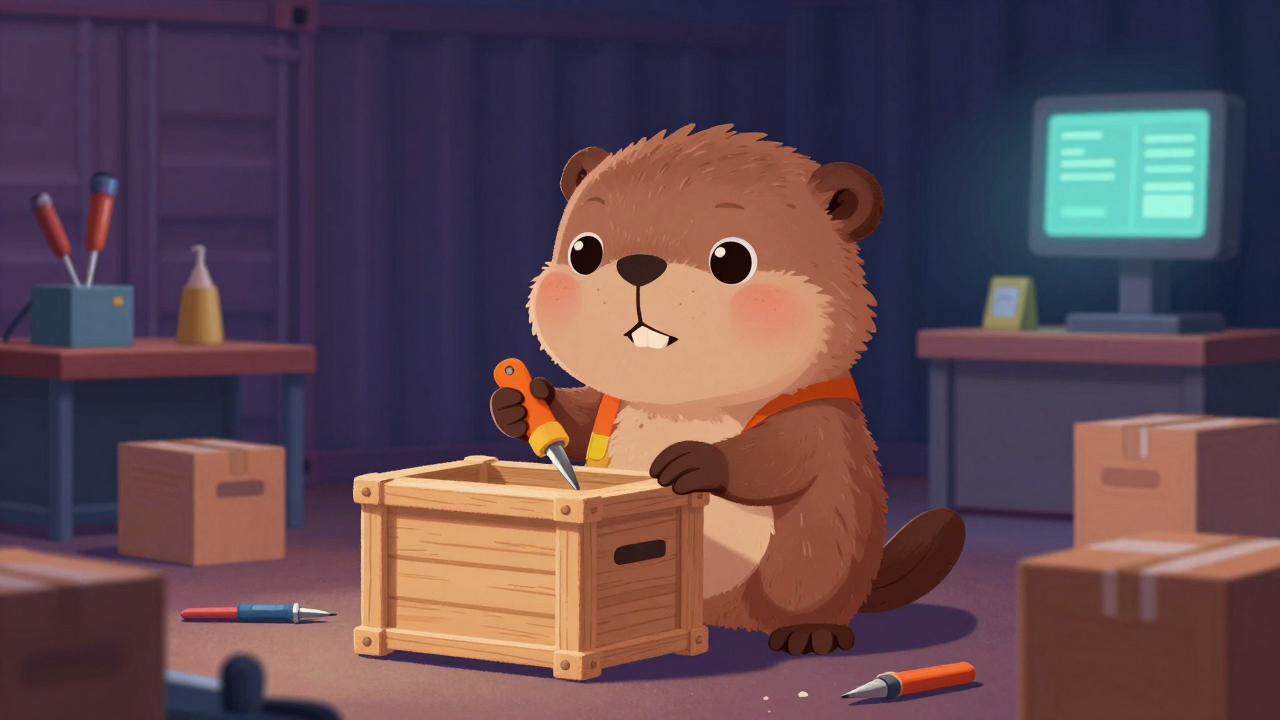 포장용목재상자조립원 직업 종사자가 업무를 수행하는 모습