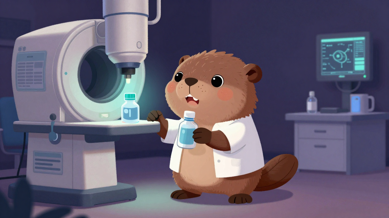 핵의학방사선사 직업 종사자가 업무를 수행하는 모습