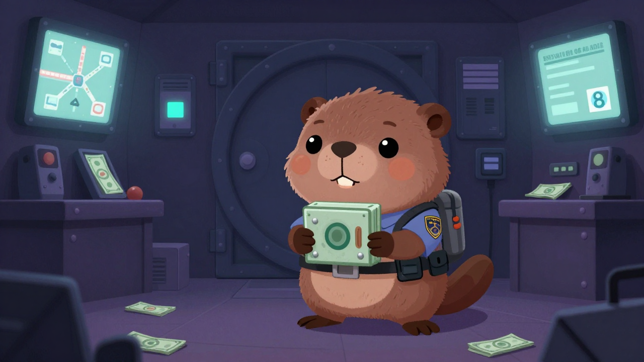 현금호송원 직업 종사자가 업무를 수행하는 모습